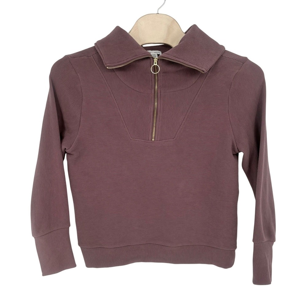 Better Together Quarter Zip Mauve Ribbed Pullover Sweatshirt Women Medium